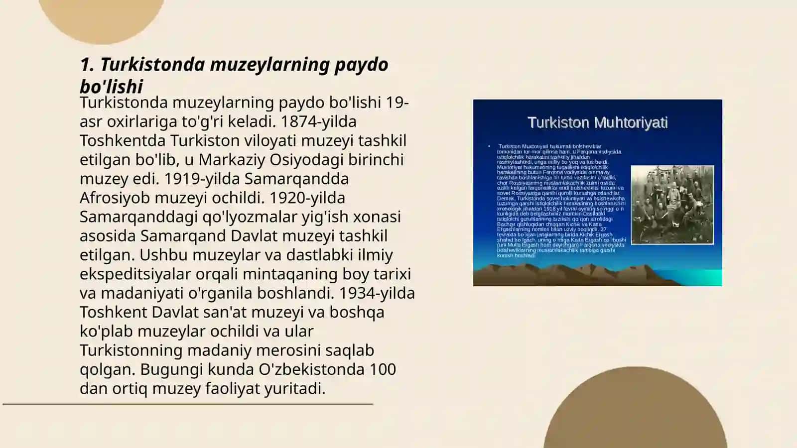 TURKISTONDA MUZEY ISHINING SHAKLLANISH BOSQICHLARI 3