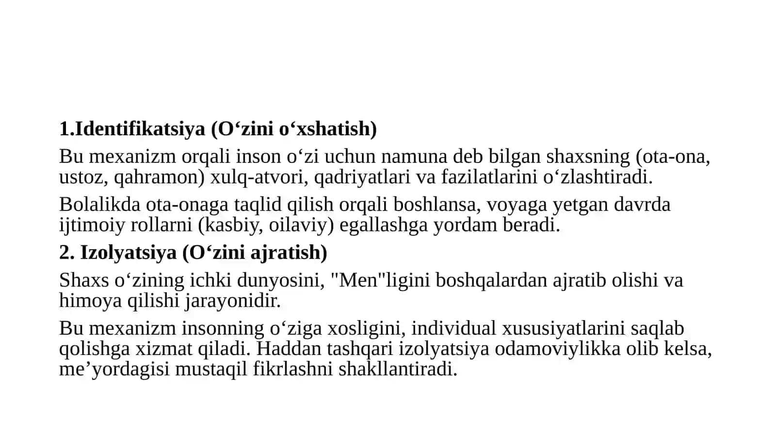 Shaxs rivojlanish mexanizmlari 3