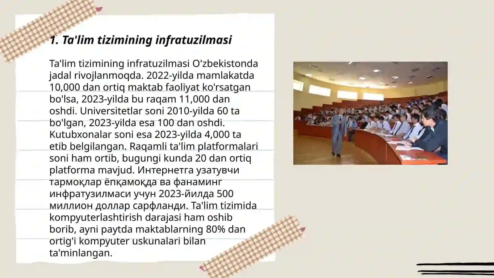 Ta'lim tizimining infratuzilmasi 3