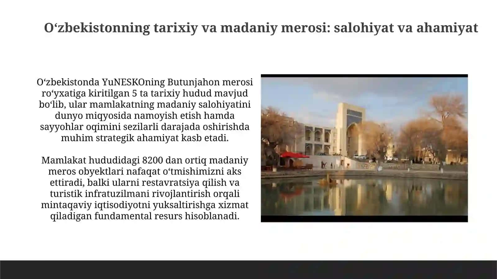 O‘zbekistonda tarixiy madaniy turizm sohasining rivojlanishi 3
