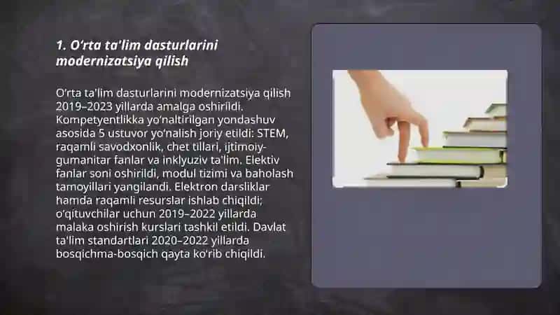 Oʻzbekiston respublikasida ta'lim sohasidagi amalga oshirilgan islohotlar 3