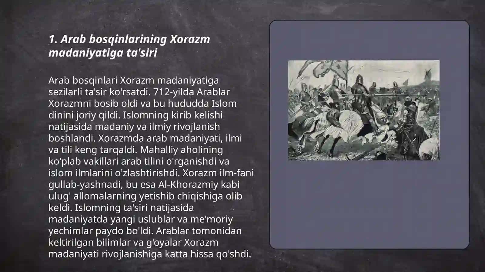 Arablar bosqini davrida Xorazm madaniyatini inqirozi 3