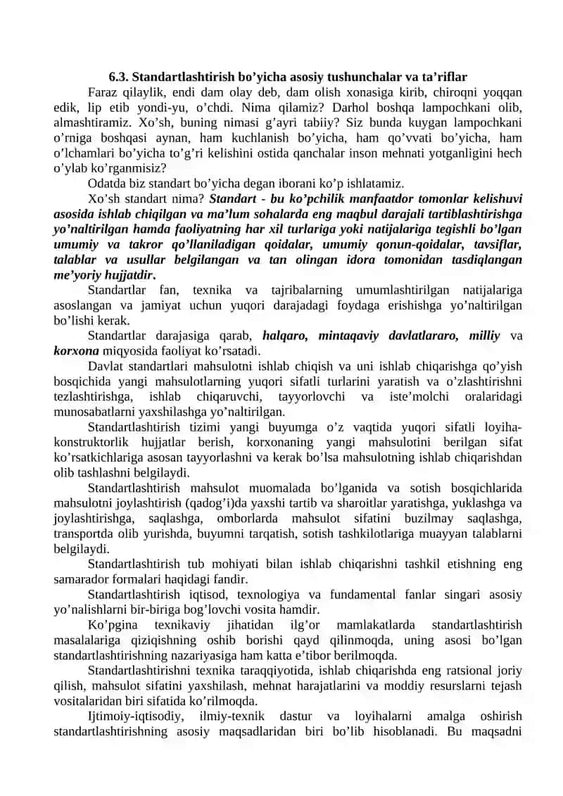 6-MA’RUZA. STANDARLASHTIRISH, UNING MAQSADI, ATAMALARI VA USULLARI 3