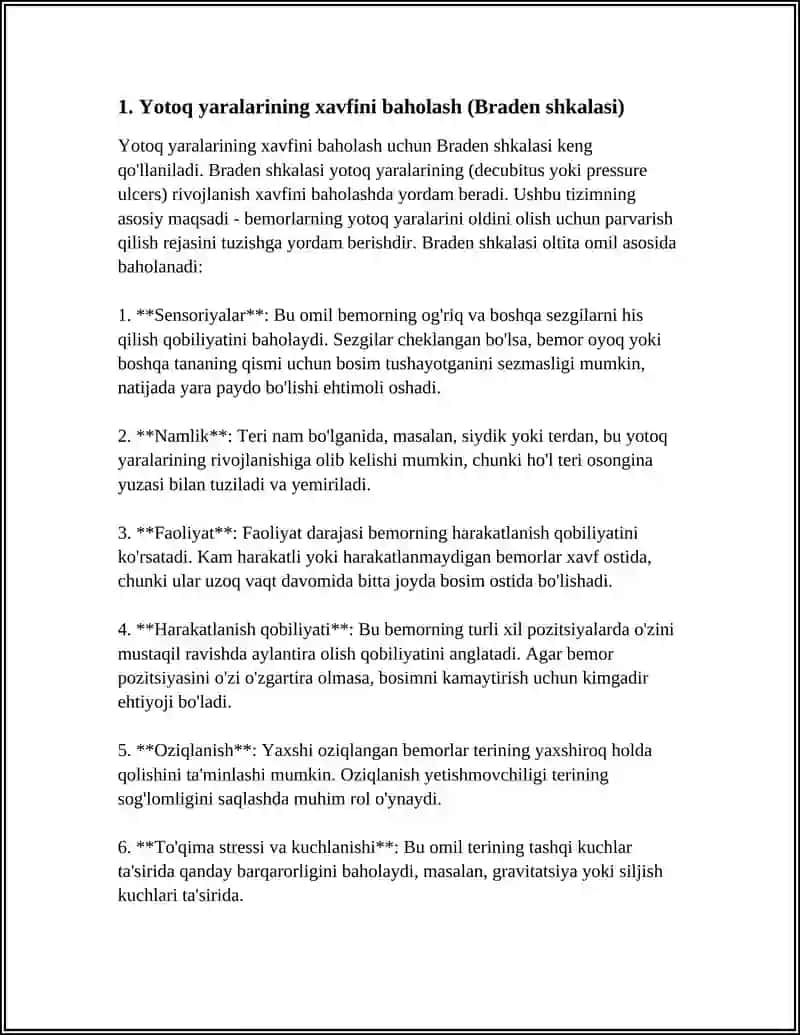 BEMORLARDA YOTOQ YARALARINI OLDINI OLISH 3