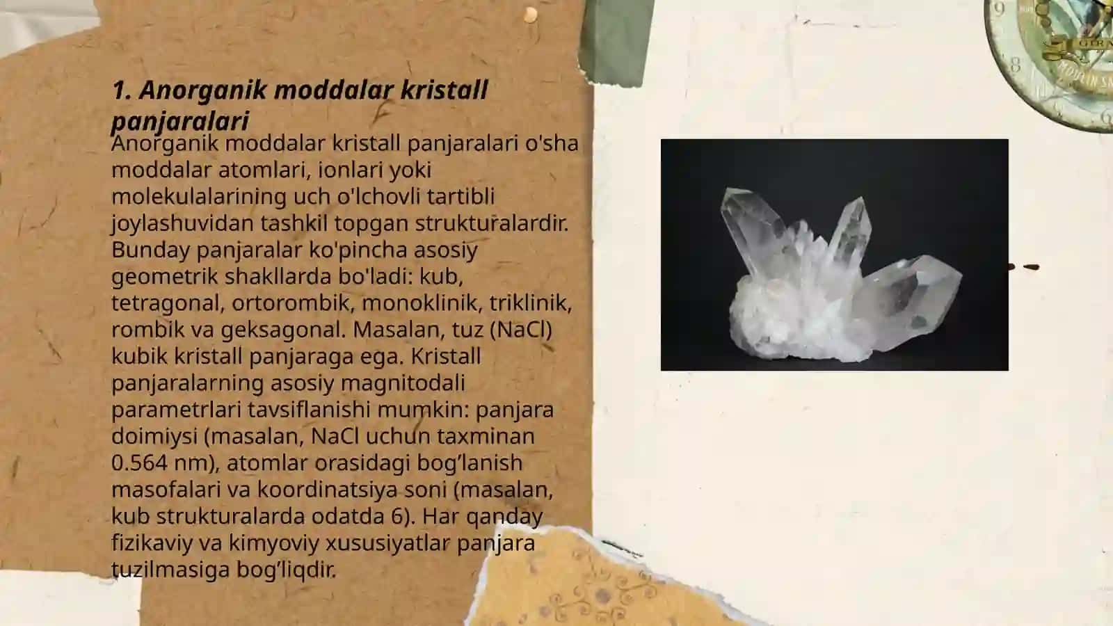 Anorganik moddalarning kristall va amorf holatlari 3