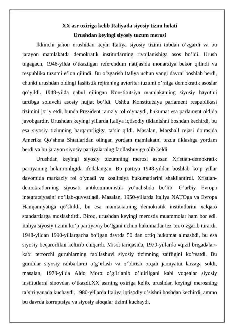 XX asr oxirida Italiyada demokratik institutlar rivoji 3