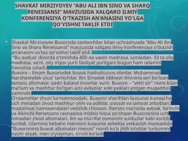 Abu Ali ibn Sino va Sharq Renessansi 3