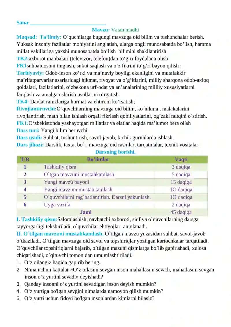 Tarbiya fanidan ishlanmalar 3