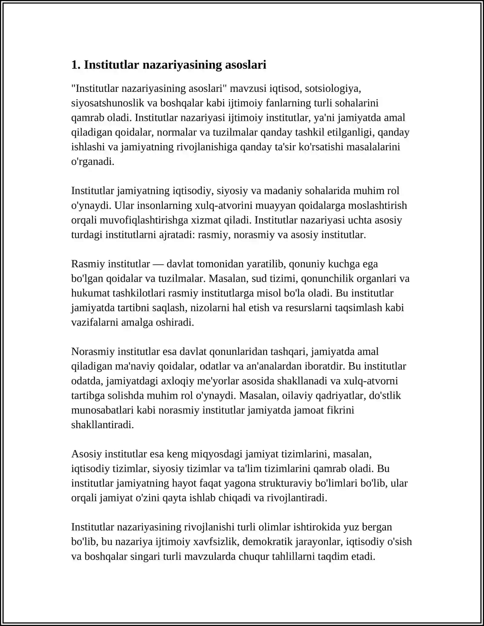 INSTITUTSIONALIZM YOʻNALISHI MOHIYATI VA AHAMIYATI 3