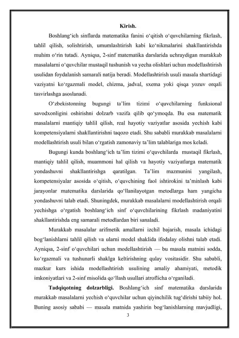 "MATEMATIKA O‘QITISH METODIKASI" 3