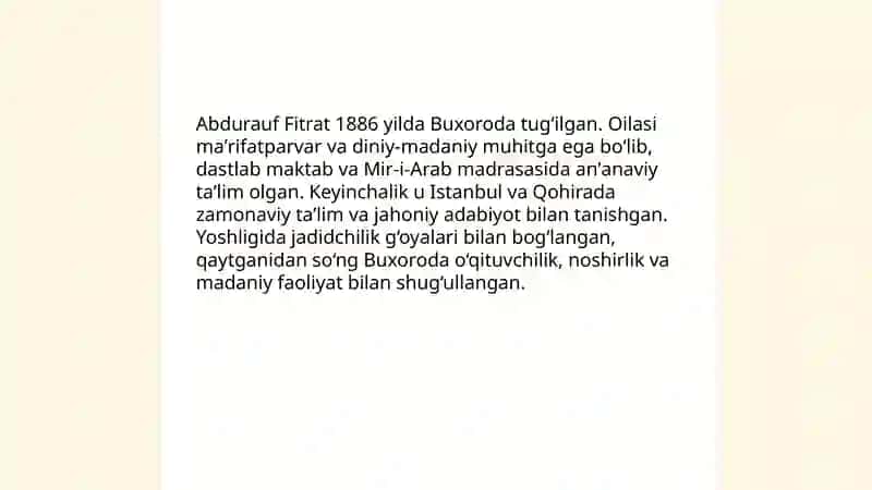Abdurauf Fitratning hayoti va ijodi haqida 3