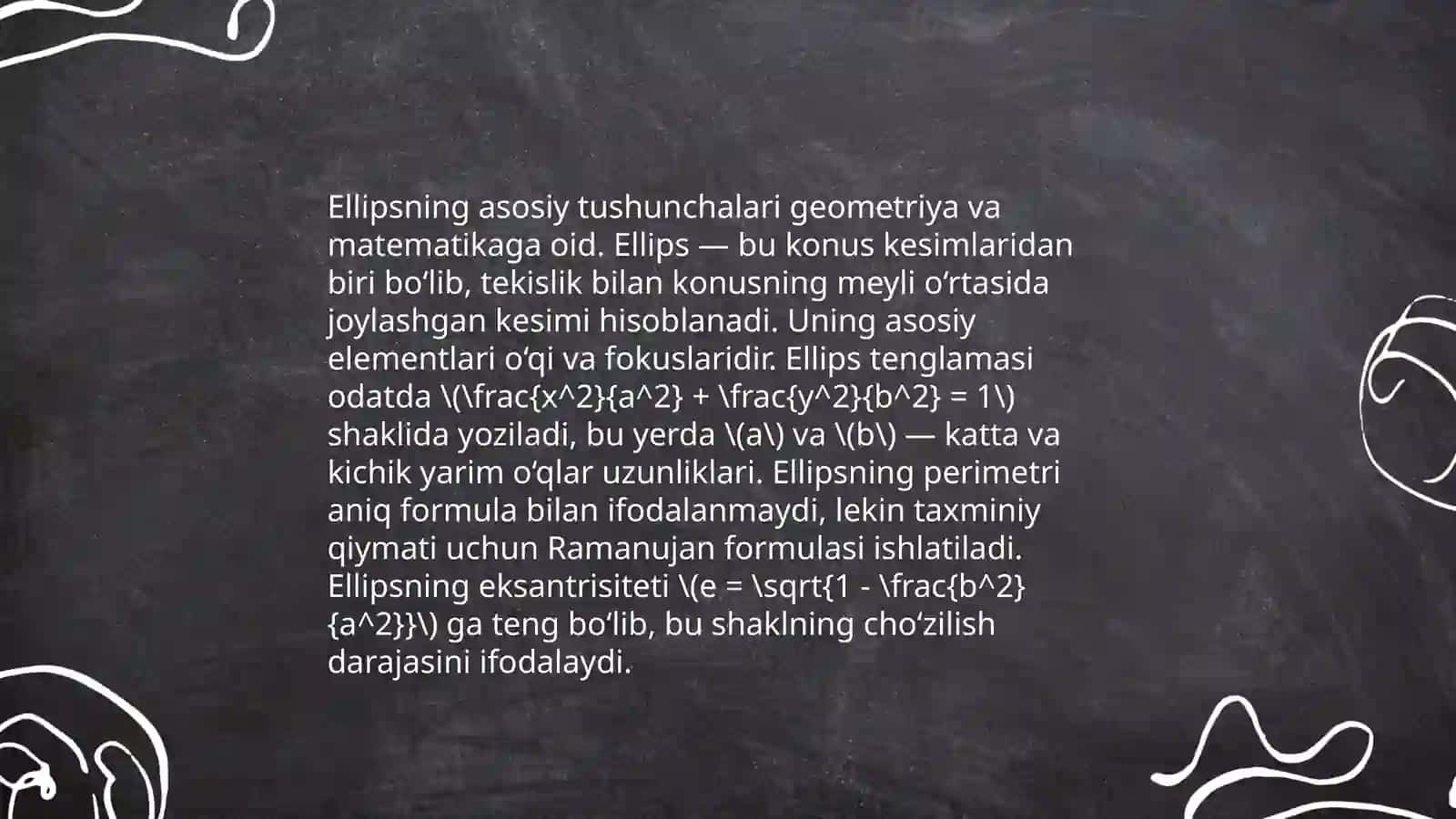 Tekislikda ikkinchi tartibli chiziqlar. Ellips va uning kanonik tenglamalari 3