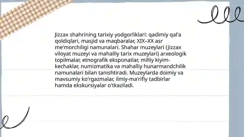 Jizzax viloyatining turistik resurslari 3