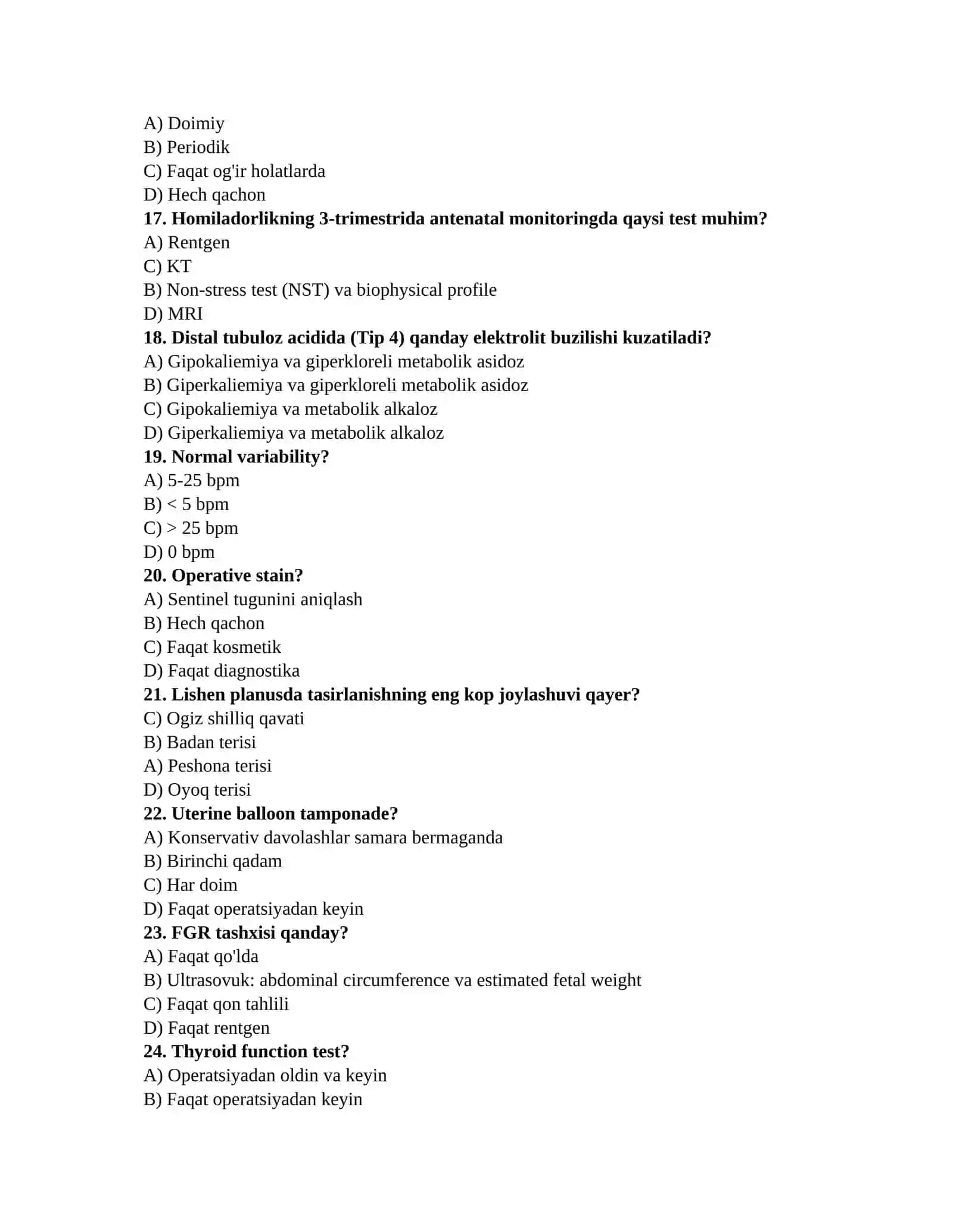 Kardiolog testlari 3