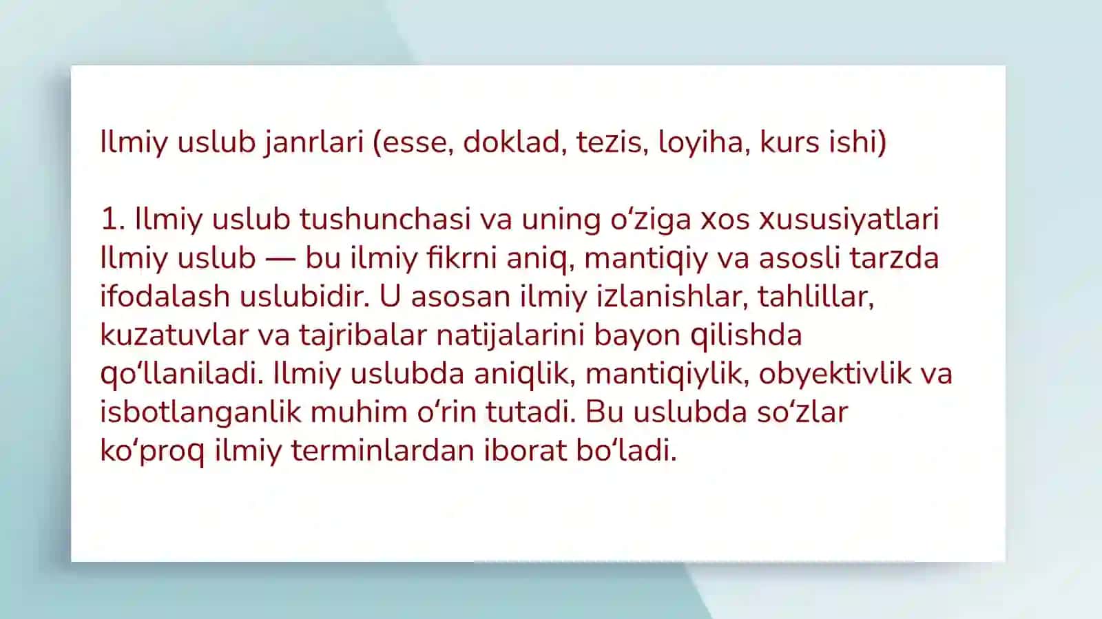 Ilmiy uslub janrlari 3