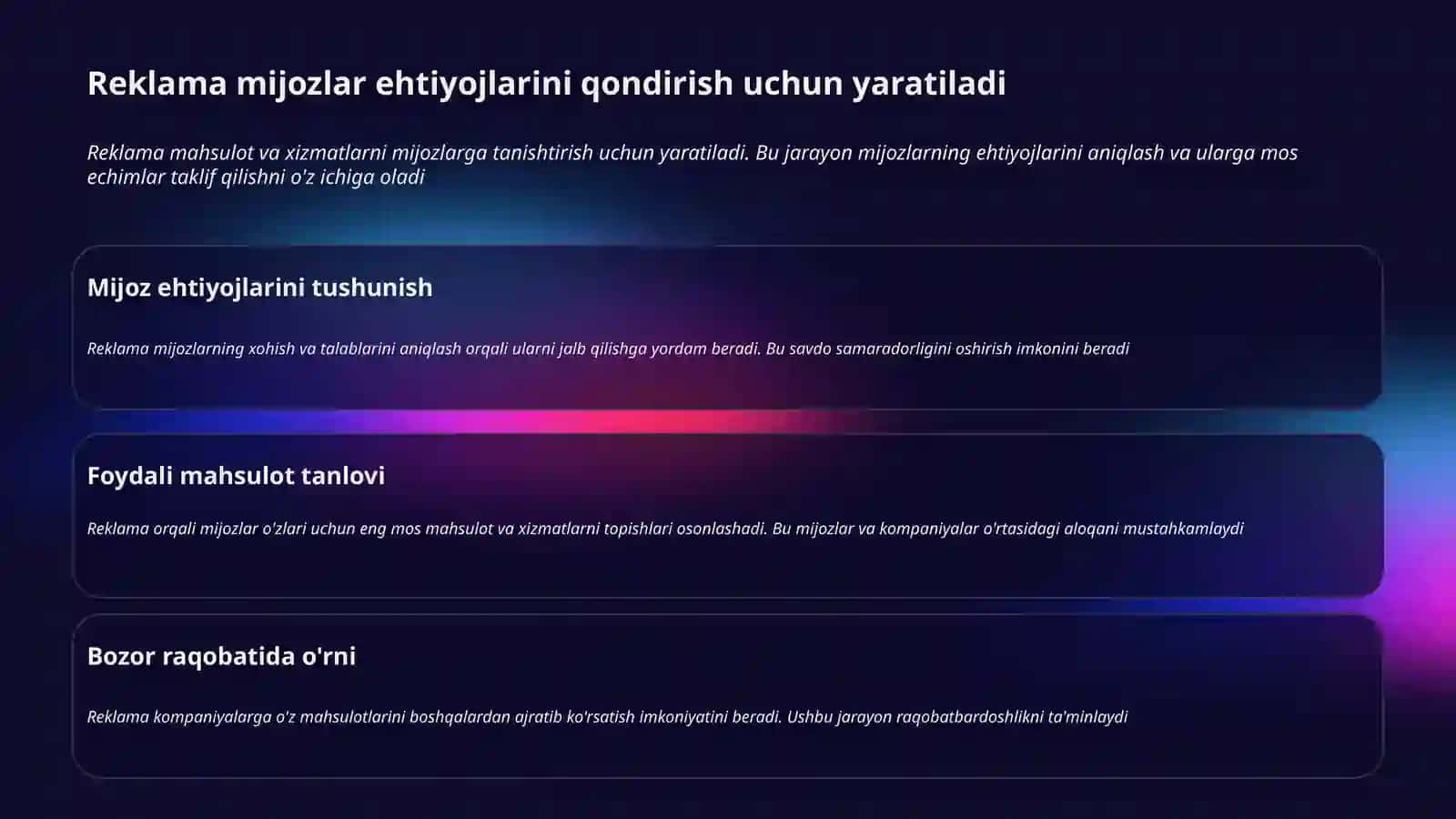 Reklama idrok etish, reklama turlari 3