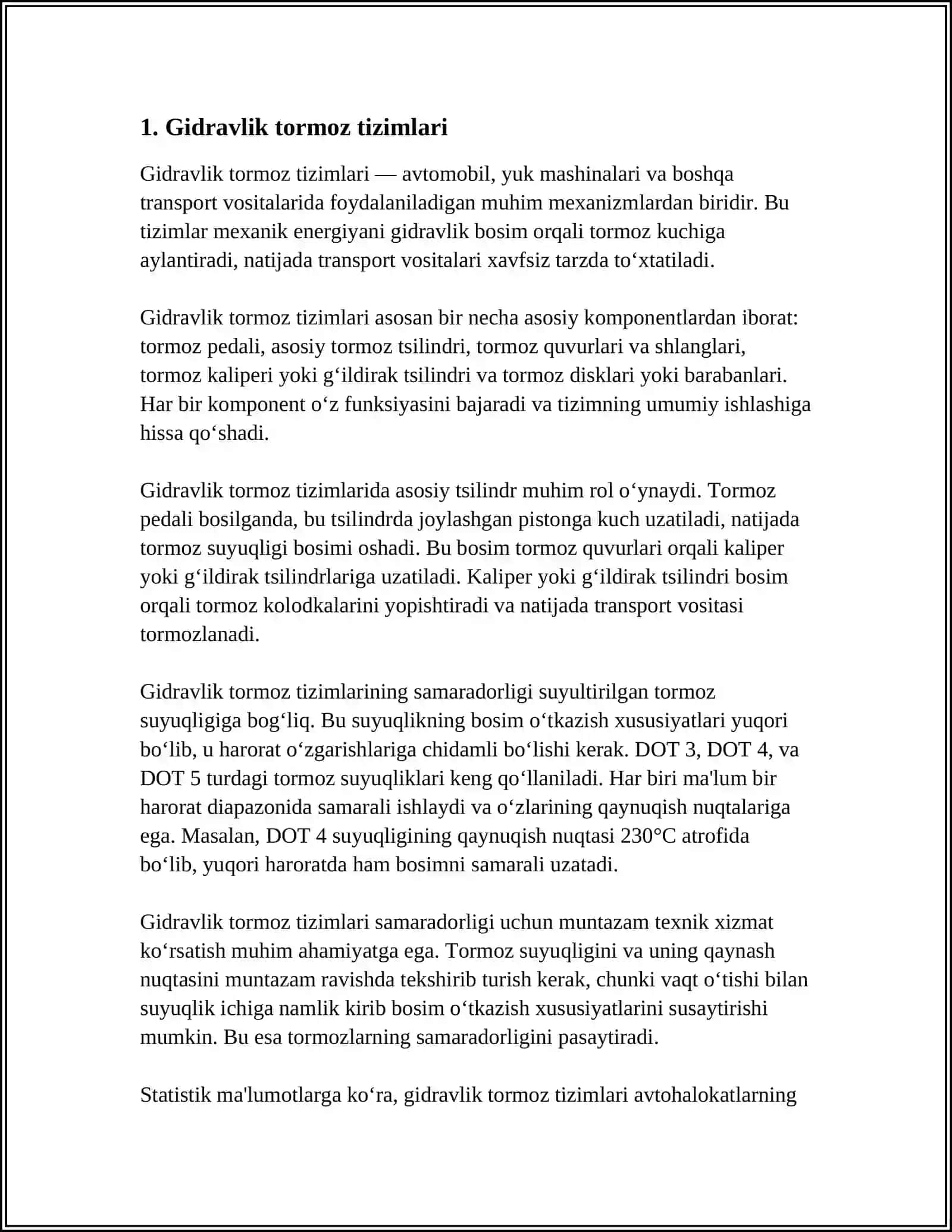 AVTOMOBILLAR TORMOZ MEXANIZMLARI 3