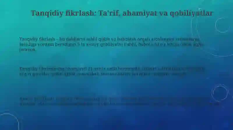 Tanqidiy fikrlash 3