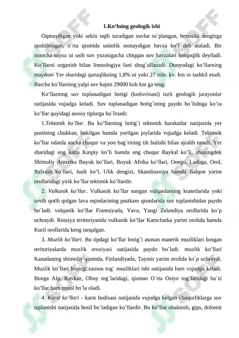 KO‘L VA BOTQOQLIKLARNING GEOLOGIK ISHI 3