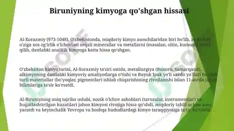 O'zbekistonda kimyoning rivojlanish tarixi 3