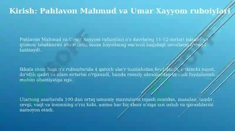 Pahlavon Mahmud va Umar Hayyom ruboiylari mutolaasi 3