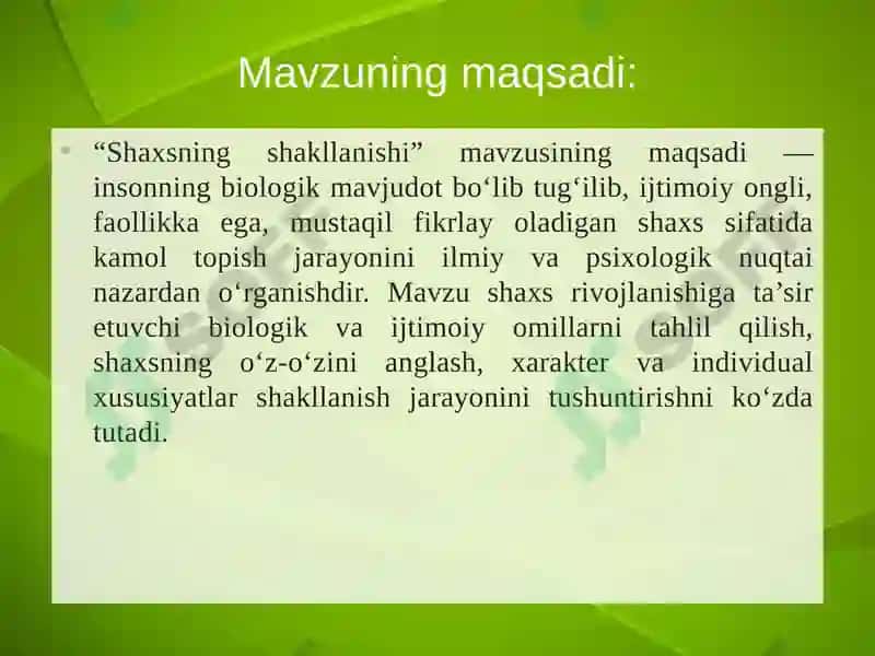 Shaxsning shaklanishi 3