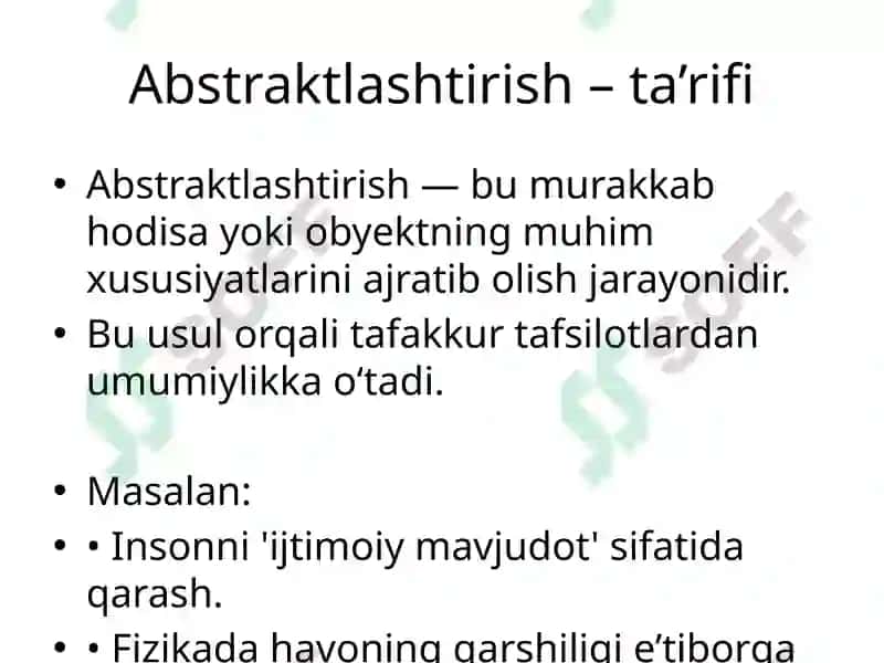 Abstraktlashtirish va Formallashtirish 3