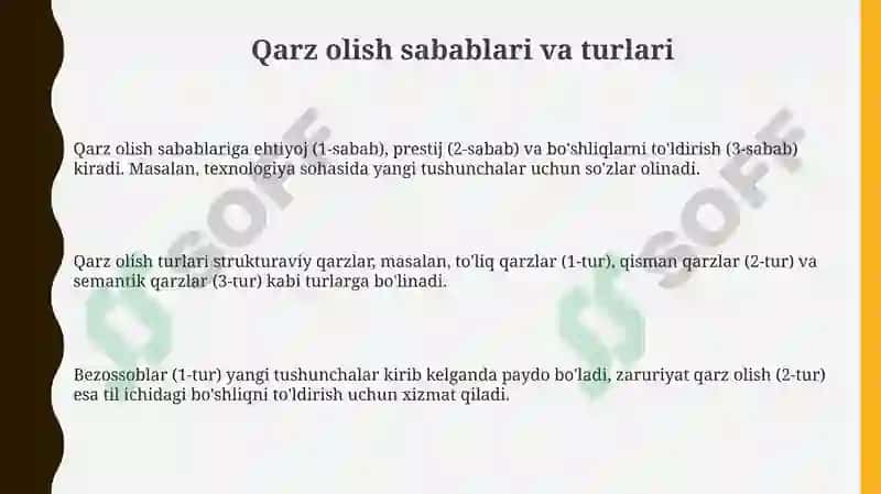 O'zlashma so'zlar tarix, sabablar va turlari 3