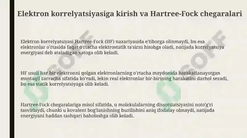 Elektron korrelyatsiyasini hisobga olish 3