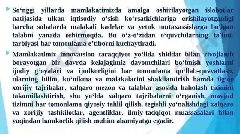 Xalqaro Baholash Dasturi 3