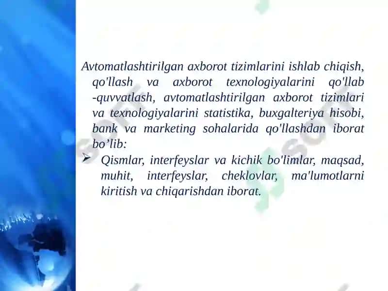 Avtomatlashtirilgan axborot tizimlari (AAT) 3