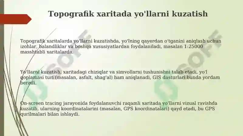 Topografik xaritada yo'llarni kuzatish 3
