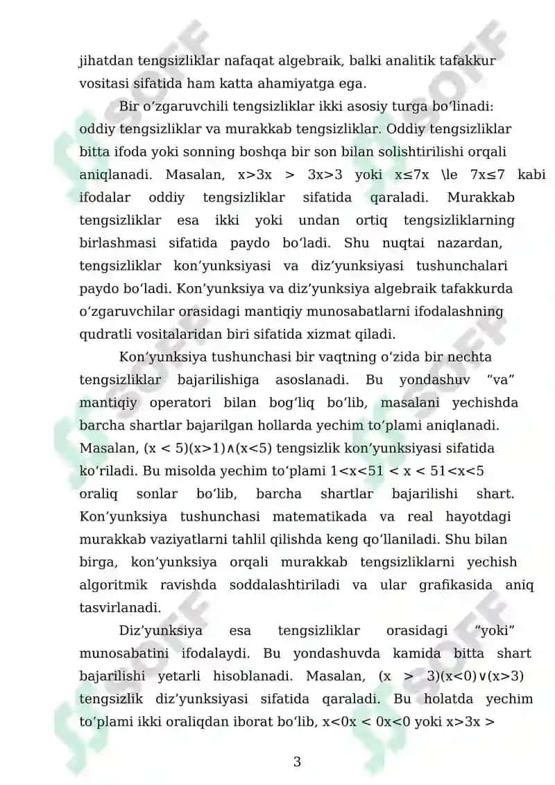 Bir O'zgaruvchili Tengsizliklar Konyunksiyasi va Dizyunksiyasi 3