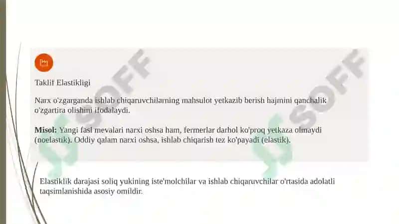 Talab va taklif elastikligiga koʻra soliq yukini hisoblash 3