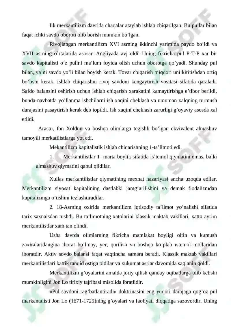 Mеrkantilizm va klassik iqtisodiy maktab 3