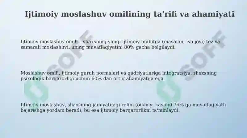 Ijtimoiy moslashuv omili 3