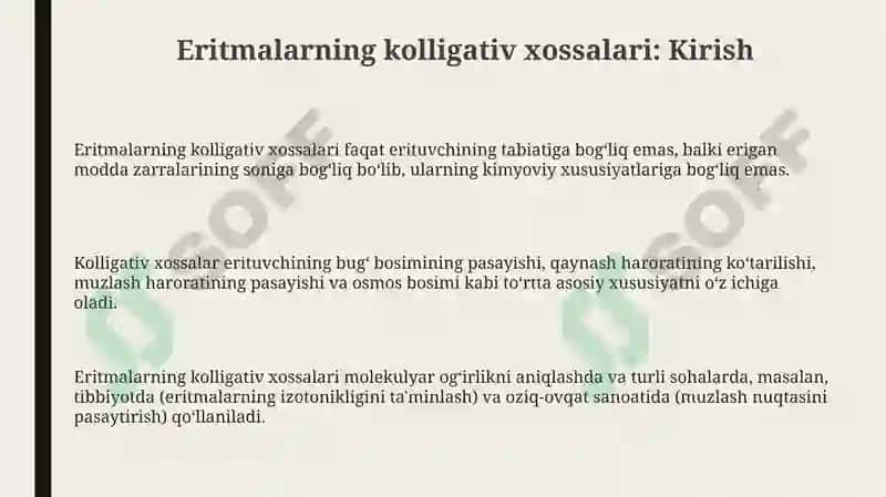 Eritmalarning kolligativ xossalari 3