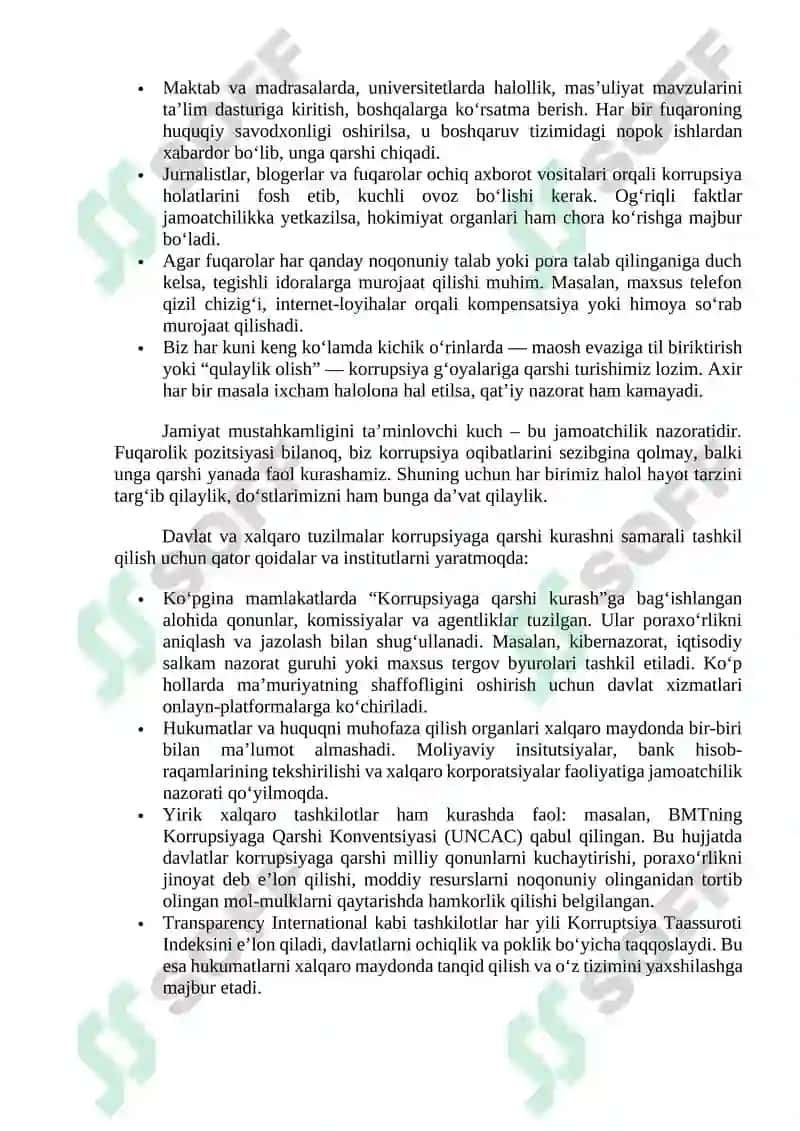 KORRUPSIYA – RIVOJLANISH KUSHANDASI 3