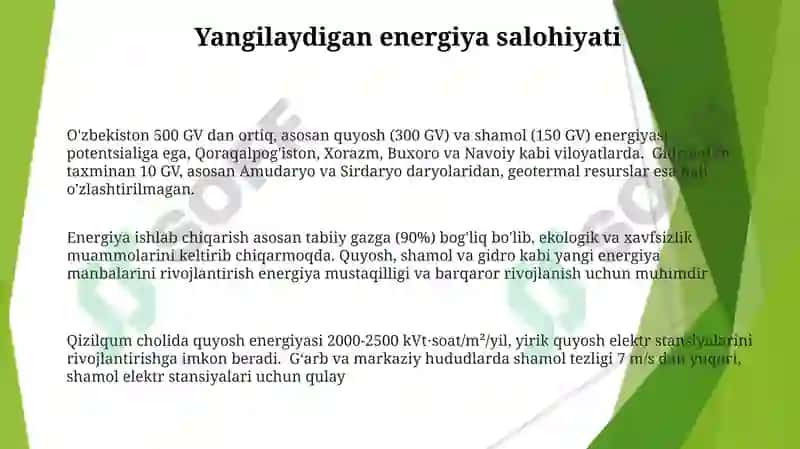 O'zbekistonda energa resuslar manbai 3