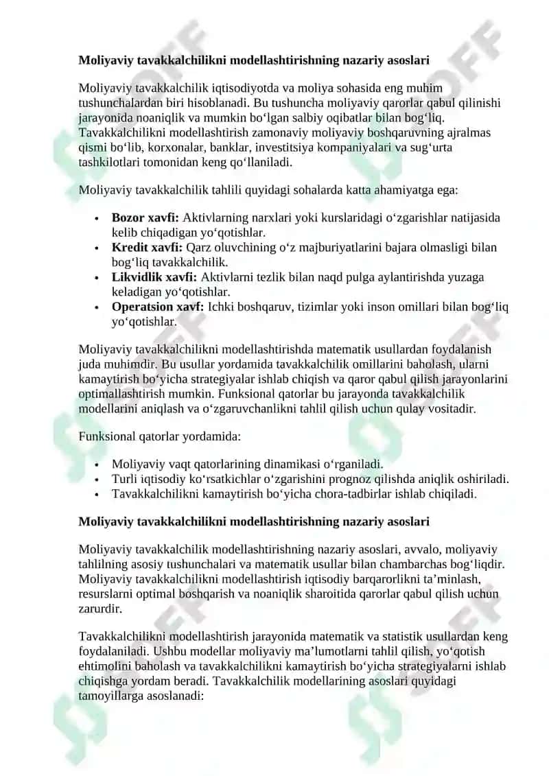 Moliyaviy tavakkalchilikni modellashtirishda funksional qatorlarning tatbiqi 3