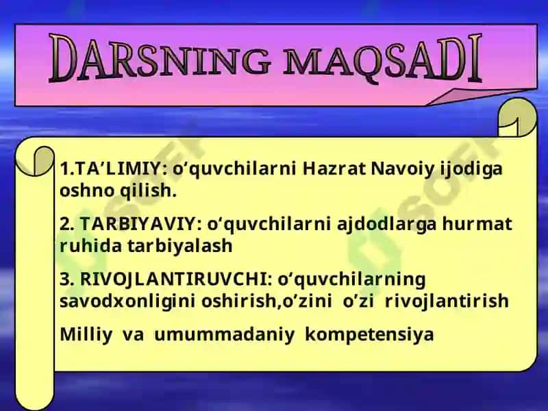 "A.Navoiy hayoti va ijodi" dars ishlanmasi 3