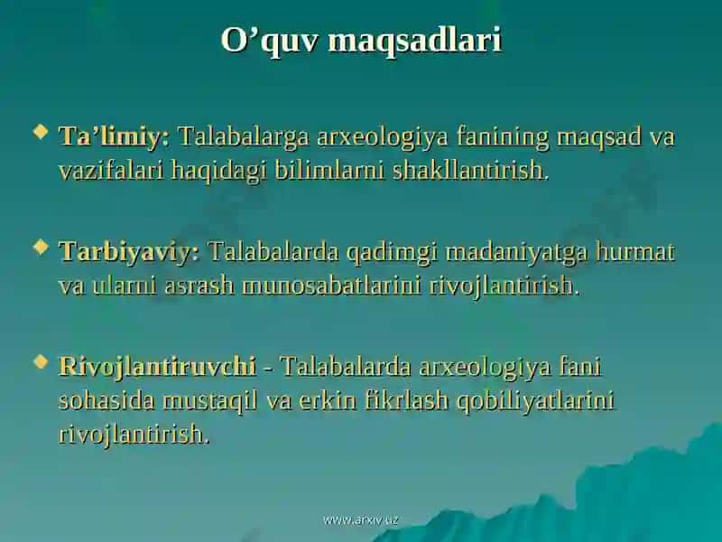 Arxeologiya asoslari faniga kirish 3