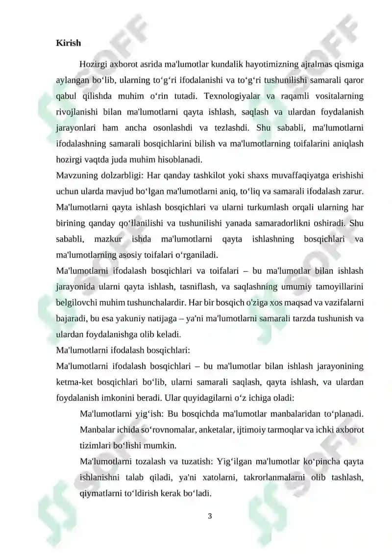 Ma'lumotlarni ifodalash bosqichlari 3
