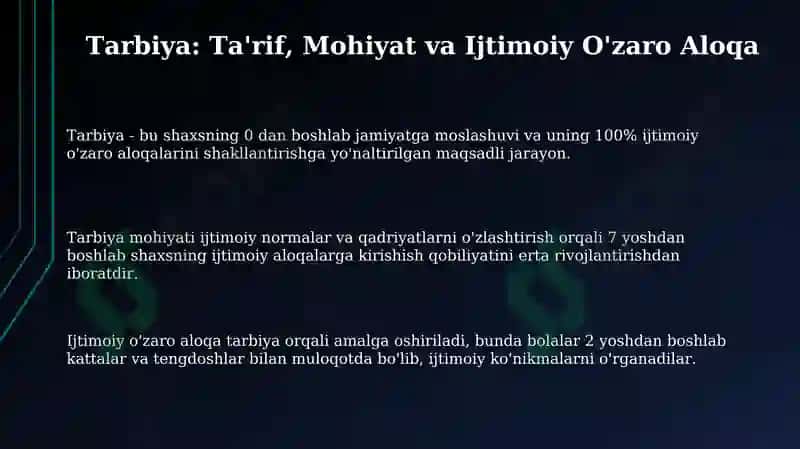 Tarbiya mohiyati va ijtimoiy o'zaro aloqalar 3