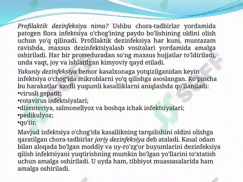 Dizenfeksiya uchun ishlatiladigan asosiy kimyoviy vosidalar 3