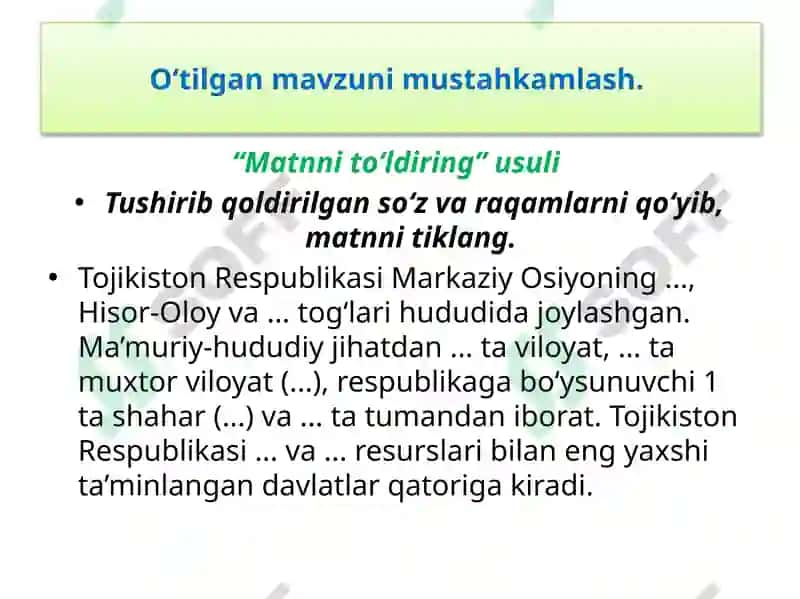 Amaliymashg‘ulot Markaziy Osiyo mamlakatlarining qiyosiy geografik tavsiﬁ 3