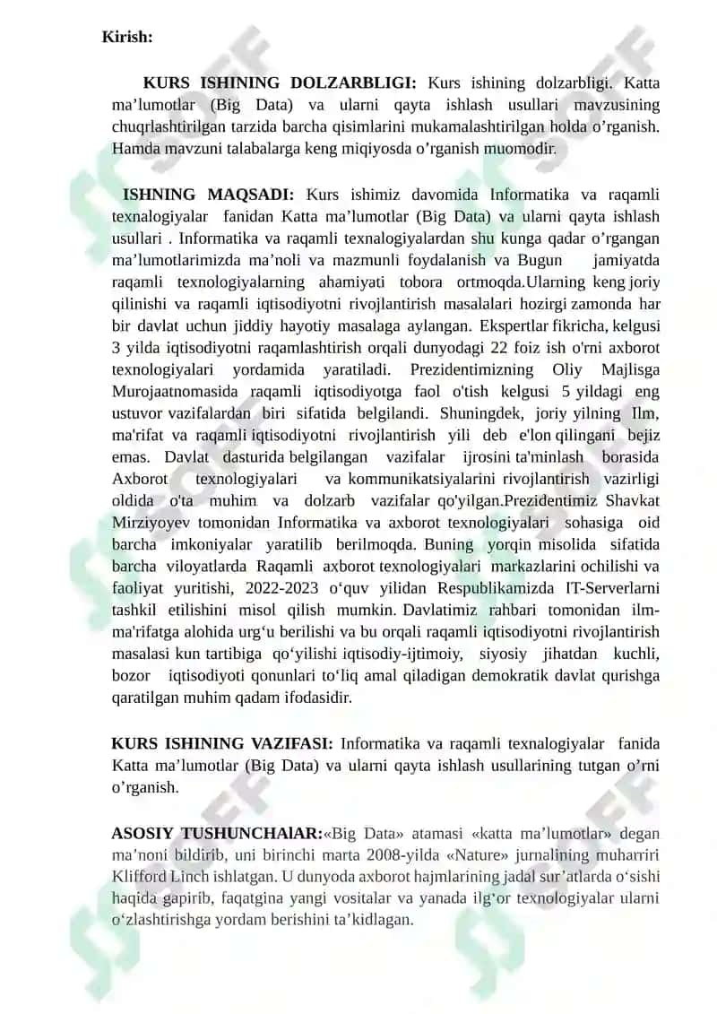 Katta ma’lumotlar (Big Data) va ularni qayta ishlash usullari. 3