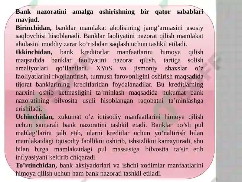 Banklar faoliyati nazorat qilish 3