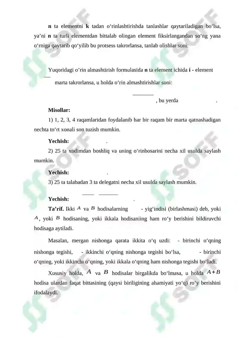 Ehtimollarni qo‘shish va ko‘paytirish teoremalari 3
