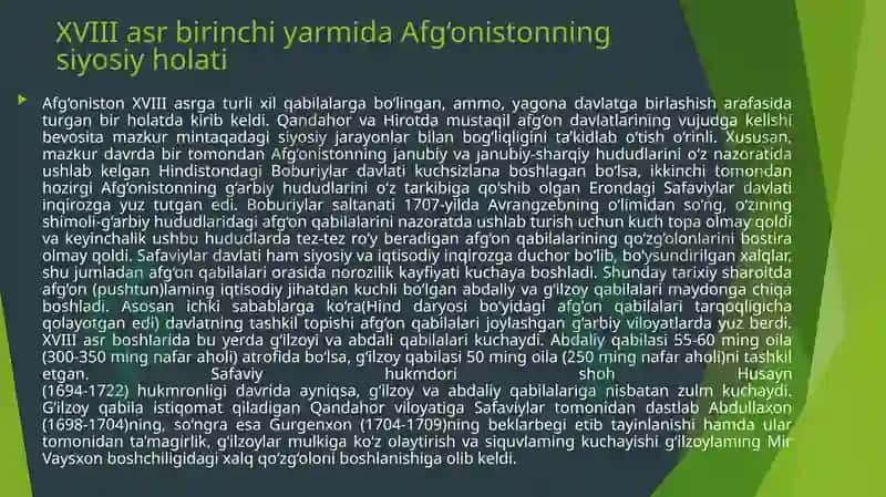 XVIII-XIX asrlarda Afg'oniston 3
